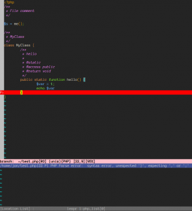 PHP lint error in Vim window